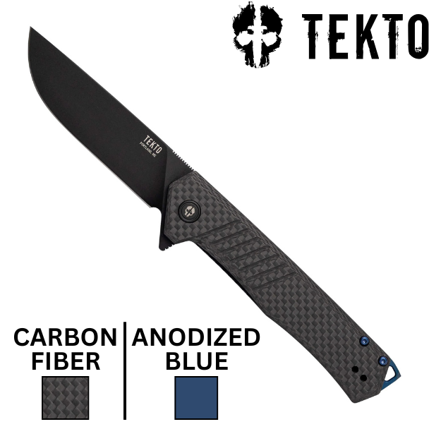 Tekto F1 Alpha Carbon Fiber with Blue Accents Automatic Folding Knife