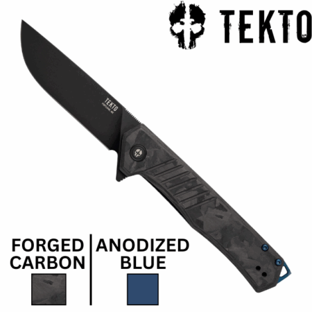 Tekto F1 Alpha Forged Carbon with Blue Accents Automatic Folding Knife