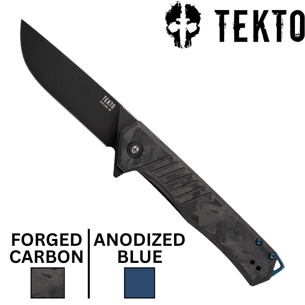 Tekto F1 Alpha Forged Carbon with Blue Accents Automatic Folding Knife