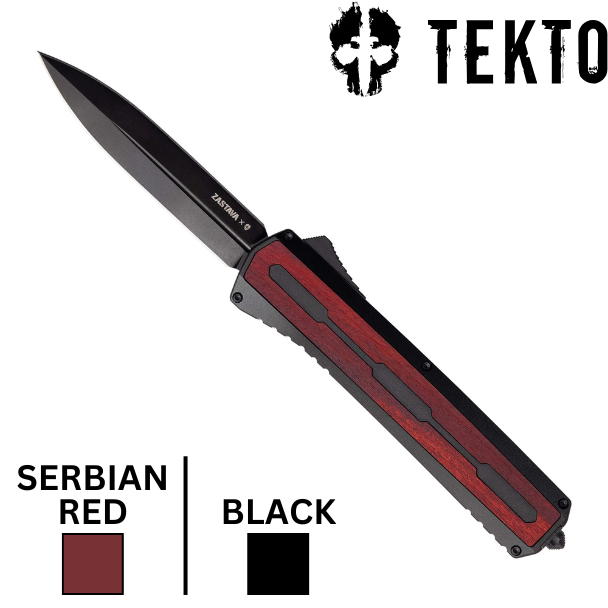 TEKTO A7 Zastava Automatic OTF Dagger Serbian Red