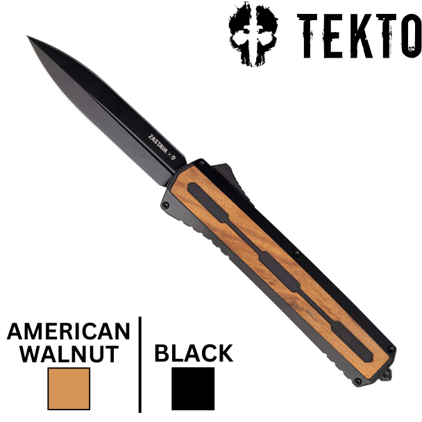 TEKTO A7 Zastava Automatic OTF Dagger American Walnut