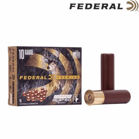 Federal Copper Plated Buckshot 10 Ga 3.5 00 Buck 2 1/4 oz 5 Round Box P108F00