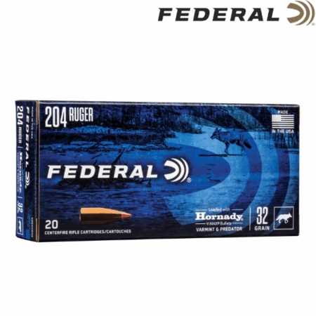 Federal Varmint and Predator V-Max 204 Ruger 32 Grain 20 Round Box V204VM32