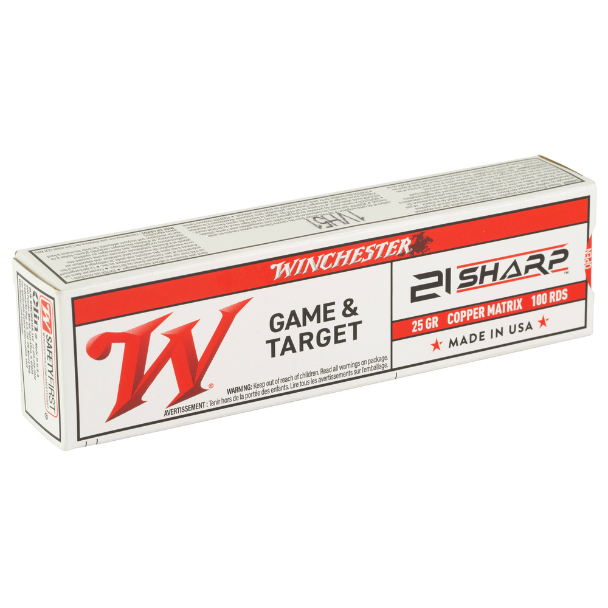 Winchester Game & Target 21 SHARP 25 Grain Copper Matrix Bullet 100 Round Box (S21SLF) — Lead-Free Precision Ammo - Image 2