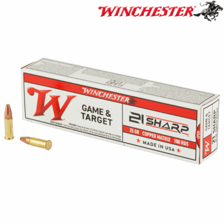 Winchester Game & Target 21 SHARP 25 Grain Copper Matrix Bullet 100 Round Box S21SLF