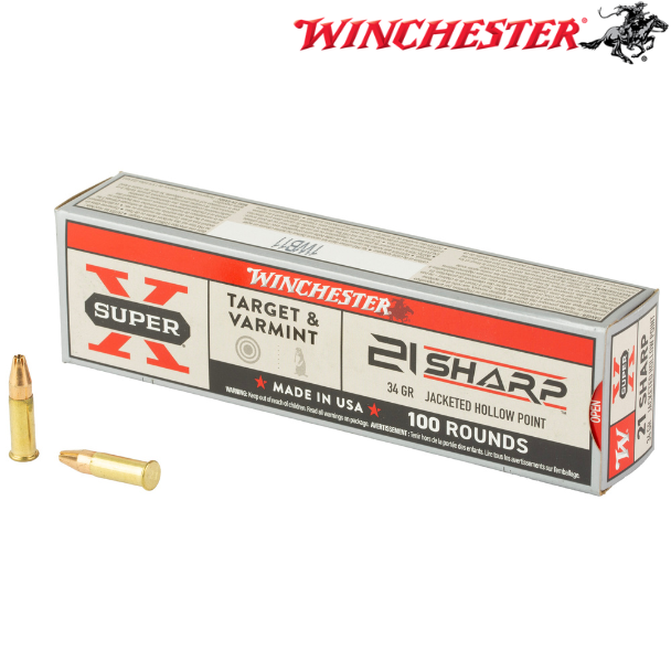 Winchester Target & Varmint Super-X 21 SHARP 34 Grain Lead Jacketed Hollow Point 100 Round Box X21JHP