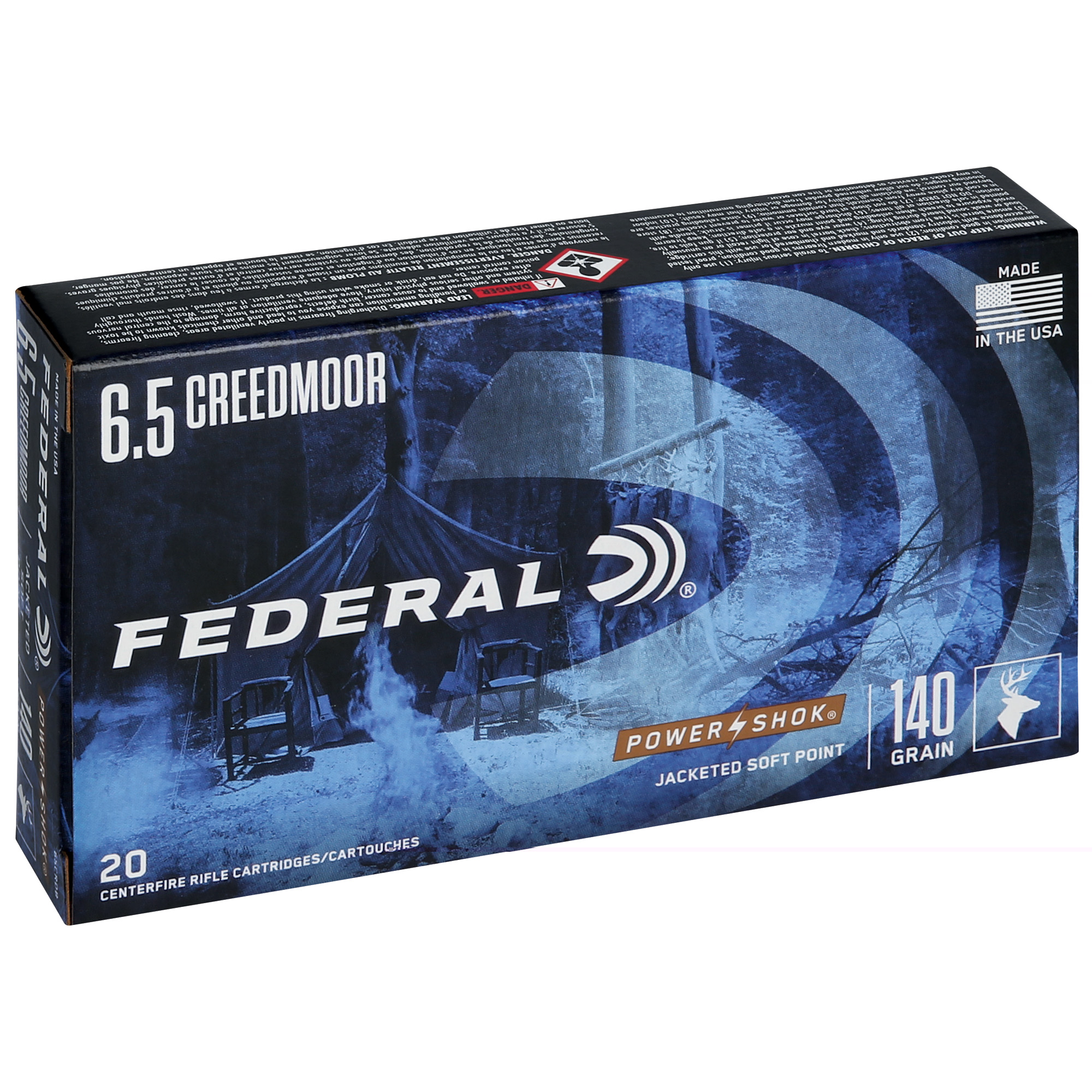 Federal Pwrshk 6.5 Creedmoormoor 140gr Sp