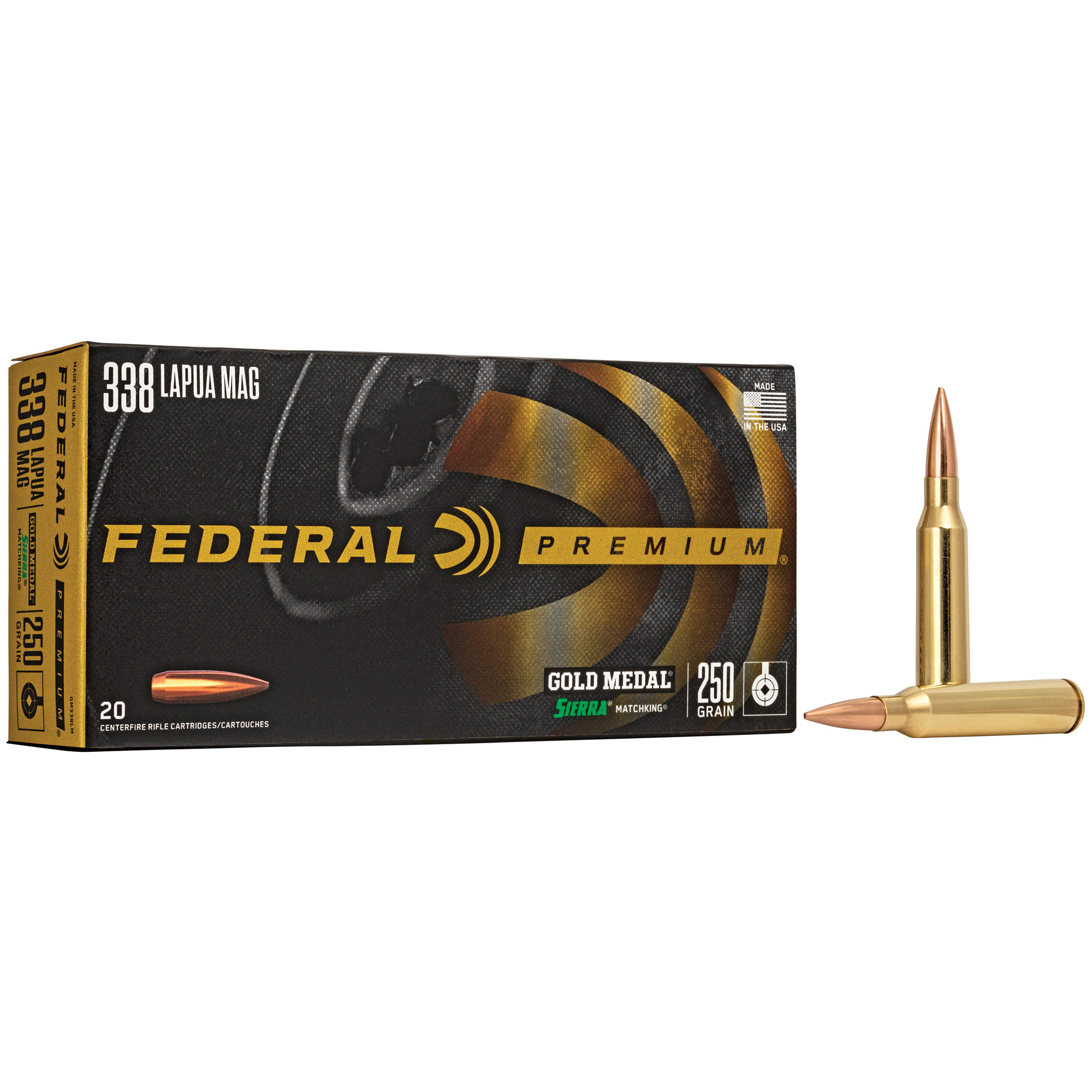 Federal Gold Mdl 338lap 250gr Bthp 20-