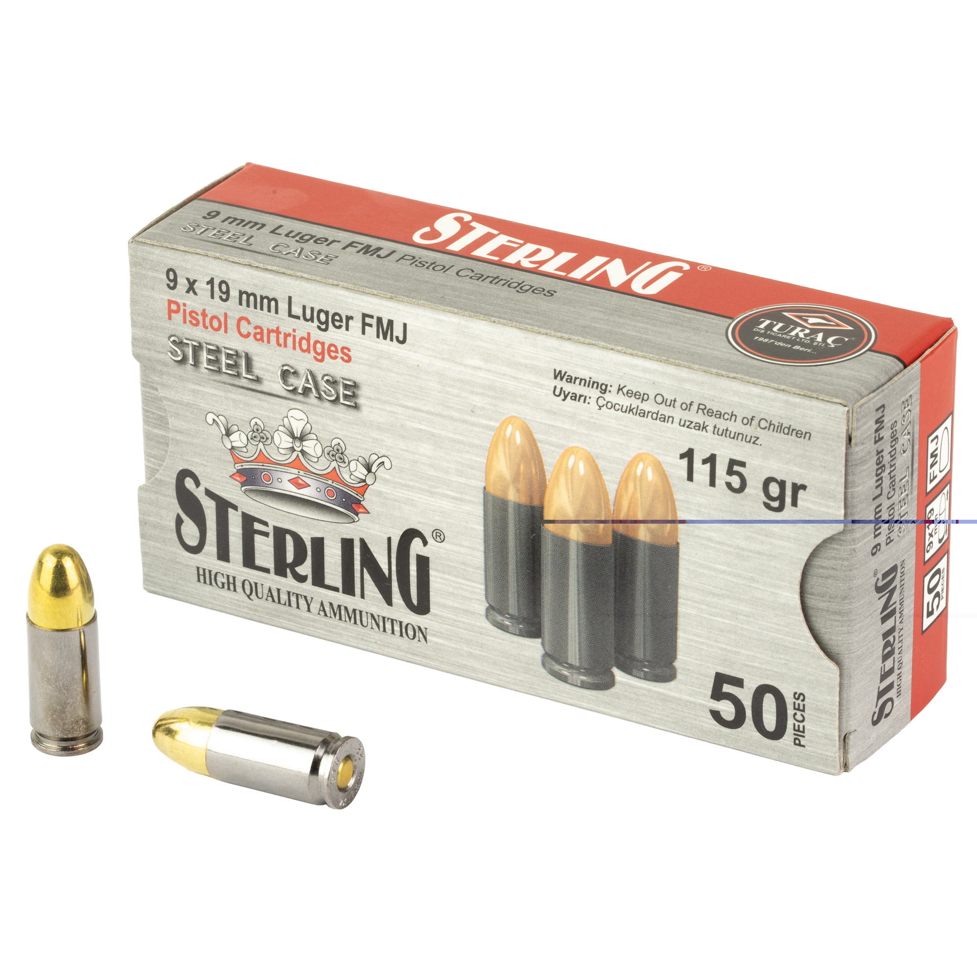 Sterling 9mm 115gr FMJ Steel