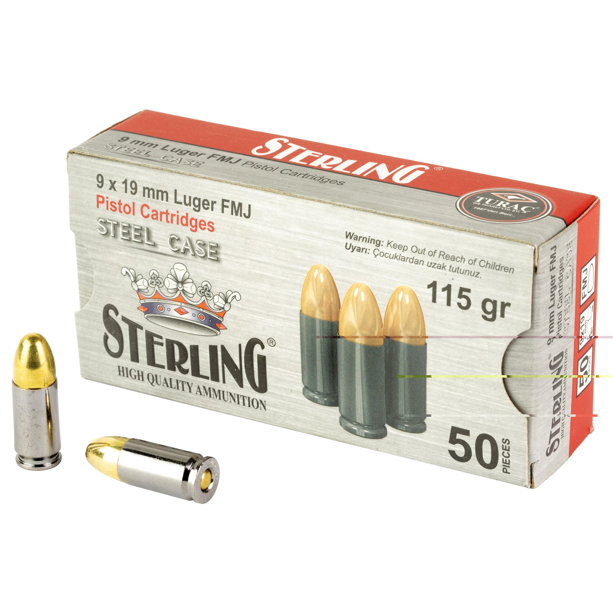 Sterling 9mm 115gr FMJ Steel