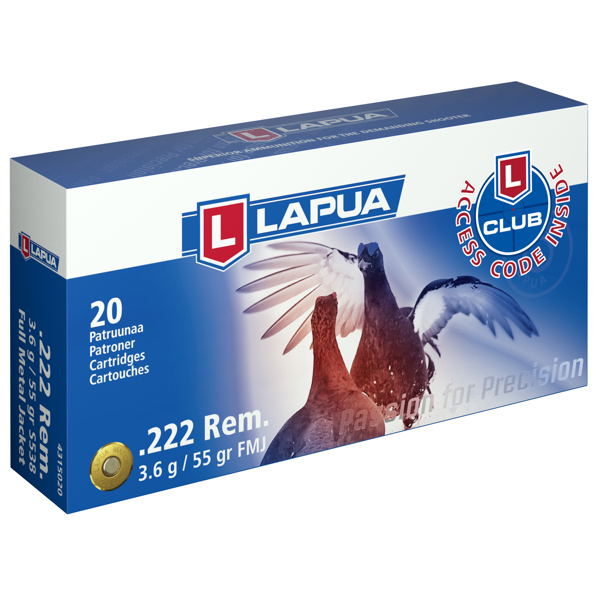 Lapua 222 Remington 55gr FMJ