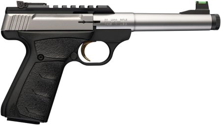 Browning - Browning Buck Mark Camper URX SR .22 LR Semi-Auto Pistol with Matte Stainless Finish and Fiber Optic Sights