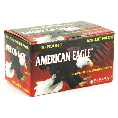 Federal - Federal American Eagle 9mm 115 Grain FMJ Ammunition - Reliable Practice and Training Rounds