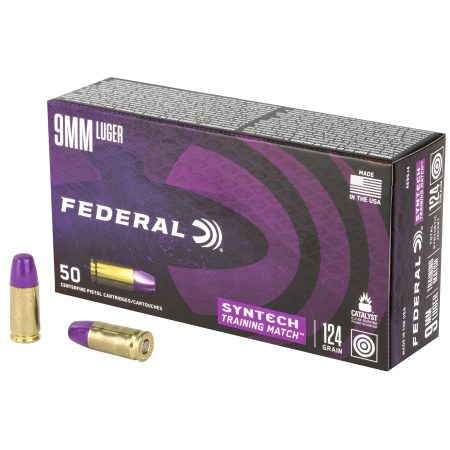 Federal - Federal Syntech 9mm 124 Grain Training Match Total Synthetic Jacket Ammunition - 50 Rounds