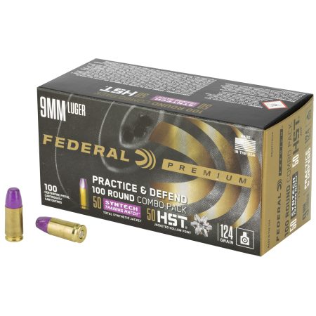 Federal - Federal Premium Defense & Practice Load 9mm 124 Grain Hollow Point Ammo (Part #P9HST1TM100)