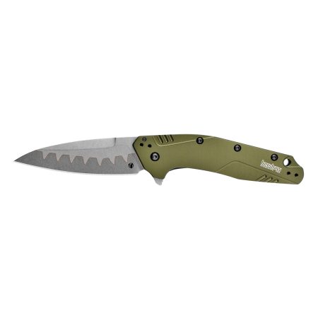 Kershaw - Kershaw Dividend Composite Olive Folding Knife - 3-inch Plain Edge, Aluminum Handle