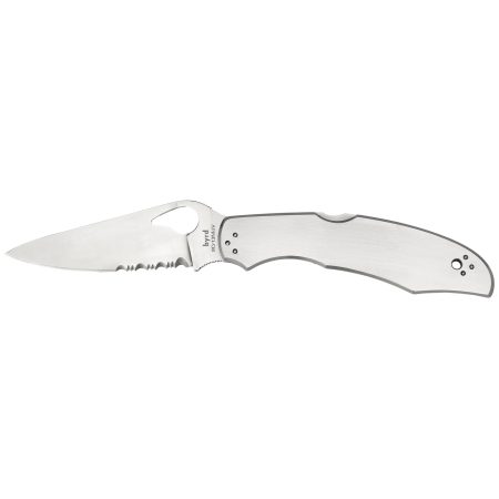 Spyderco - Spyderco Byrd Cara Cara Folding Knife 3.75-inch Combo Edge, 8Cr13MoV Steel, Silver