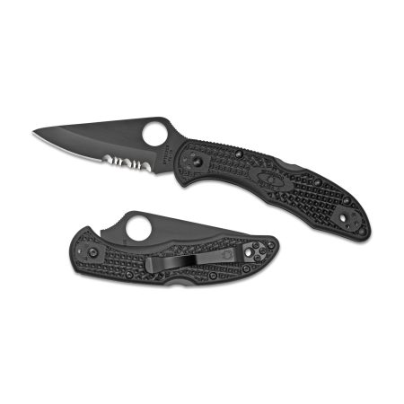 Spyderco - Spyderco Delica 4 Folding Knife with Combo Blade in Black, Model C11PSBBK