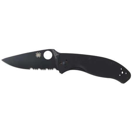 Spyderco - Spyderco Tenacious G-10 Combo Black Folding Knife (Part No. C122GBBKPS)