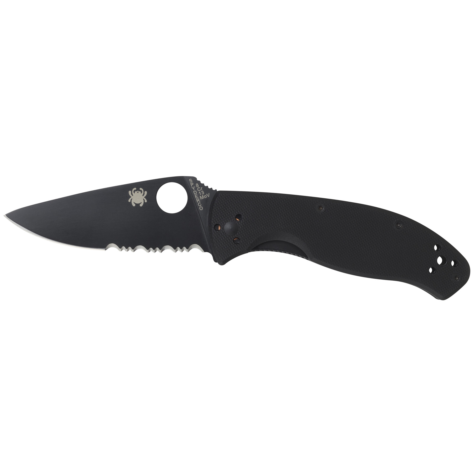 Spyderco - Spyderco Tenacious G-10 Combo Black Folding Knife (Part No. C122GBBKPS)