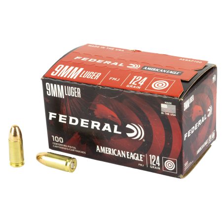 Federal - Federal American Eagle 9mm 124-Grain Full Metal Jacket Ammunition - 100 Rounds