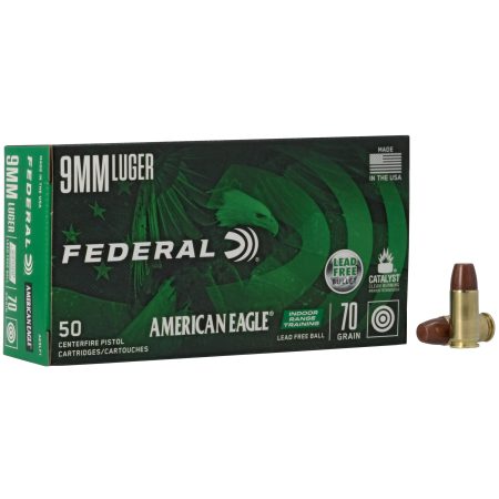 Federal - Federal American Eagle 9mm Lead-Free Ball Ammunition, 70 Grain, Box of 50