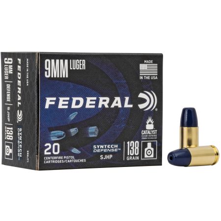 Federal - Federal Syntech Defense 9mm 138 Grain Semi-Jacketed Hollow Point Ammunition, 20 Rounds per Box
