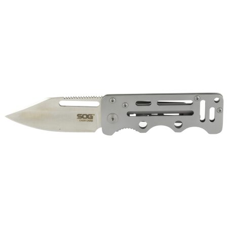 SOG Knives & Tools - SOG Cash Card Satin Folding Knife – Compact 2.75-Inch Blade with 8Cr13MoV Steel