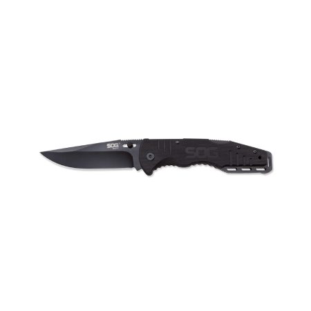 SOG Knives & Tools - SOG Salute Folding Knife - Black 3.625-inch Blade with Machined G10 Handles
