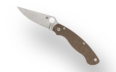 Spyderco - Spyderco Military 2 CPM CruCarta Folding Knife with Brown Canvas Micarta Scales - Part C36MPCW2