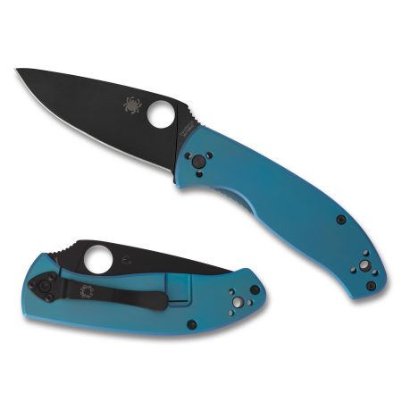 Spyderco - Spyderco Tenacious TI Folding Knife with Blue Handle and Black Coated Blade – Part C122TIBLBKP