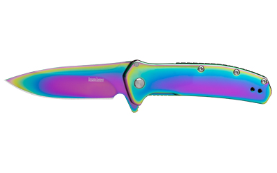 Kershaw - Kershaw Outcome 2.8 Rainbow PVD Assisted Folding Knife with Steel Frame Lock