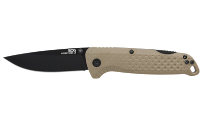SOG Knives & Tools - SOG Knives & Tools Adventurer LB 3.5-Inch Folding Knife with Straight Edge, Flat Dark Earth Handle