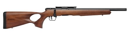Savage Arms - Savage Arms B17 Timber Thumbhole Rifle in 17 HMR with Matte Blue Finish