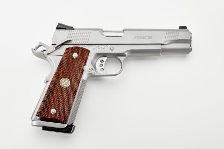 Wilson Combat - Wilson Combat CA Protector 45 ACP Semi-Auto Pistol with Stainless Steel Finish and Checkered Cocobolo Grips