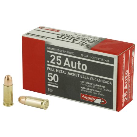 Aguila Ammunition - Aguila Ammunition 25 ACP 50 Grain Full Metal Jacket Pistol Ammo - 50 Rounds