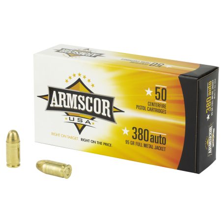 Armscor - Armscor 380 ACP 95-Grain FMJ Ammunition - 50 Rounds per Box, 1000 per Case