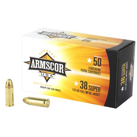 Armscor - Armscor 38 Super 125 Grain FMJ Ammunition – 50 Rounds per Box, 1000 per Case