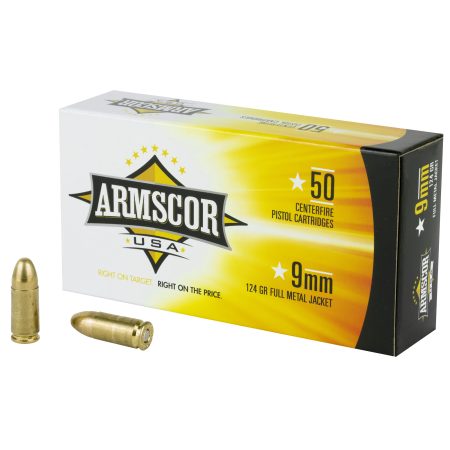 Armscor - Armscor 9mm 124 Grain Full Metal Jacket Ammo – Reliable and Precise Performance