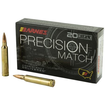 Barnes - Barnes Precision Match 300 Winchester Magnum 220 Grain Open Tip Match Ammunition (20 Rounds per Box)