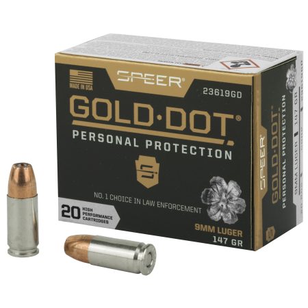 Speer Ammunition - Speer Gold Dot 9mm 147 Grain Hollow Point Ammunition - Reliable Self-Defense Choice