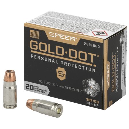 Speer Ammunition - Speer Gold Dot .357 Sig 125-Grain Hollow Point Ammunition – Reliable Self-Defense Choice