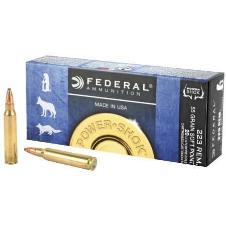 Federal - Federal Power Shok .223 Remington 55 Grain Soft Point Ammo – Reliable Hunting Cartridge