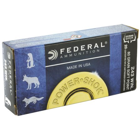 Federal - Federal Power Shok .243 Winchester 80-Grain Soft Point Hunting Bullets (20 Pack)