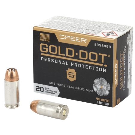 Speer Ammunition - Speer Gold Dot 45 ACP 185-Grain Hollow Point Ammunition - Reliable Self-Defense Performance