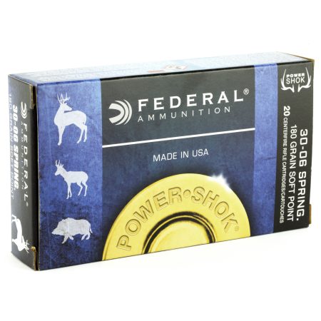 Federal - Federal PowerShok .30-06 Springfield 180 Grain Soft Point Bullets – Reliable Hunting Ammo for Medium and Big Game