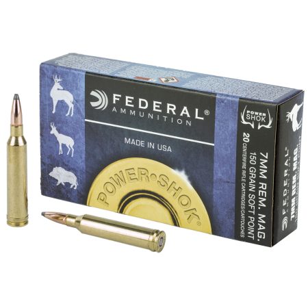 Federal - Federal PowerShok 7mm Remington Magnum 150 Grain Soft Point Rifle Ammunition (20 rounds per box)