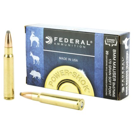 Federal - Federal PowerShok 8mm Mauser 170-Grain Soft Point Rifle Bullets (20 Pack)