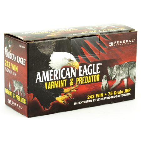 Federal - Federal American Eagle Varmint & Predator .243 Winchester Hollow Point Ammunition (75 Grain, 40 Rounds per Box)