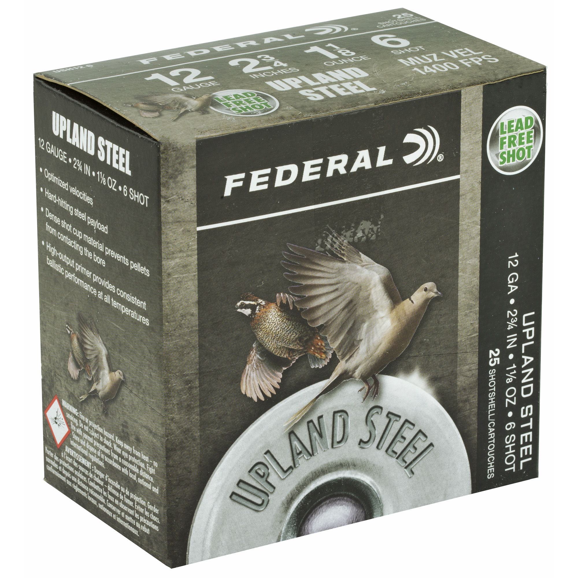 Federal - Federal Field & Range Steel 12 Gauge Shotgun Shells – 1 1/8 oz #6 Steel Shot, 25 Rounds per Box - Image 2